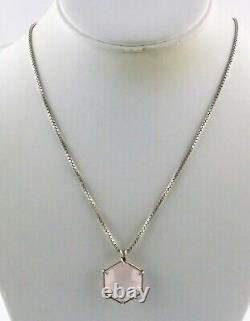Sterling Silver Faceted Hexagon Cut Rose Quartz Pendant Necklace 925 Box Chain