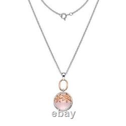 Sterling Silver Pendant Rose Quartz Stone with Rose Gold Plate Hallmarked