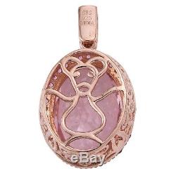 Sterling Silver Pink Quartz Jewelry Pendant Plated With Rose Gold Rhodium