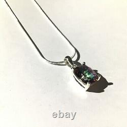 Sterling Silver Rainbow Mystic Topaz Crystal Pendant Necklace Valentines Gift