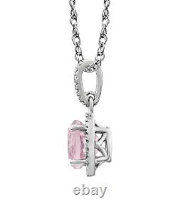 Sterling Silver Rose Quartz Halo Necklace 925 Gemstone Pendant 18 Rope Chain