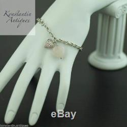Sterling silver Bracelet chain with Rose Quartz Heart pendant