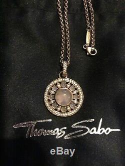 Stunning Authentic Thomas Sabo Rose Quartz Pave Pendant And Chain RRP £318
