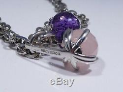Stunning Nuovegioie Sterling Silver, Amethyst And Pink Quartz Necklace