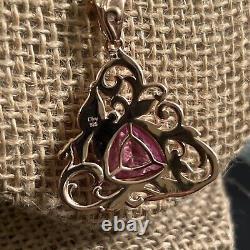 Stunning Pink Patroke Quartz Pendant necklace rose gold over sterling 20 inches