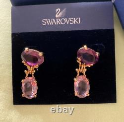 Stunning Rare Authentic Swarovski Dark Pink Crystal Necklace and Earrings NIB