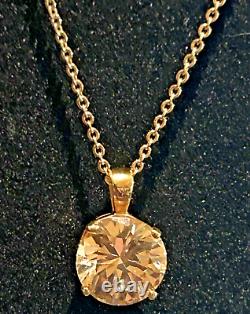 Stunning Rose Gold Tone 2ct Round Cut Peach Morganite Solitaire Pendant