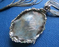 Stunning Rose Quartz & Liquid Silver Zuni Sterling Pendant Necklace