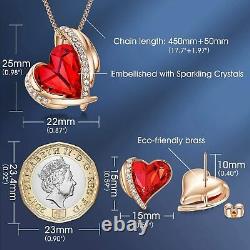 Swarovski Crystal CDE Jewellery Neckalce Set Earnings Gift Jewelry Women Heart