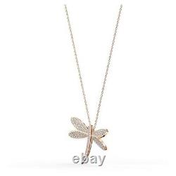 Swarovski Crystal ETERNAL Flower Dragonfly Necklace, Rose Gold New