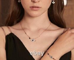 Swarovski Crystal Eye and Teardrop Symbolic Necklace/Bracelet Rose Gold Set