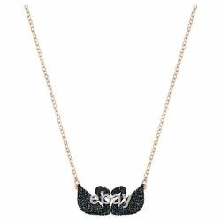 Swarovski Iconic Swan necklace Swan, Black, Rose-gold tone plated