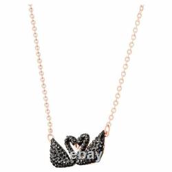 Swarovski Iconic Swan necklace Swan, Black, Rose-gold tone plated