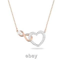 Swarovski Infinity necklace, Infinity and heart, White, Mixed metal finish