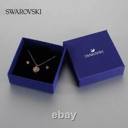 Swarovski One Rose Gold Tone Pink Crystal Heart Pendant And Earring Gift Set