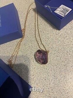 Swarovski Purple Crystal Pendant Rose Gold Long Necklace