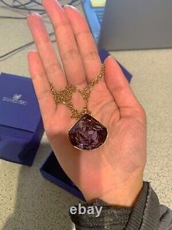 Swarovski Purple Crystal Pendant Rose Gold Long Necklace