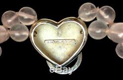 TIFFANY & Co Heart Rose Quartz Double Strand Necklace Silver 925 withBOX and Pouch