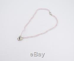TIFFANY&Co Heart Rose Quartz Necklace Silver 925 withBOX #1096