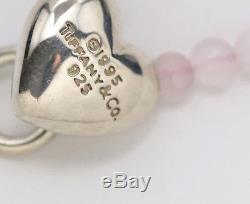 TIFFANY&Co Heart Rose Quartz Necklace Silver 925 withBOX #1096