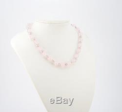 TIFFANY&Co Rose Quartz Pearl Bead Necklace Picasso Silver 925 withBOX #1029