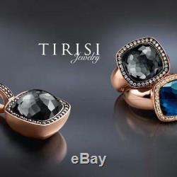 TIRISI 18K Rose Gold Hematite, White Quartz, Diamond Pendant, Clip-on Bale NEW