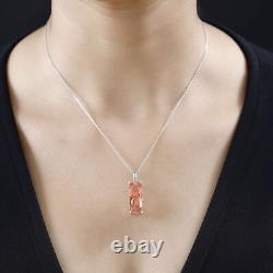 TJC Pink Quartz Pendant Necklace in Platinum Over Silver Size 20 Inches TCW 17ct