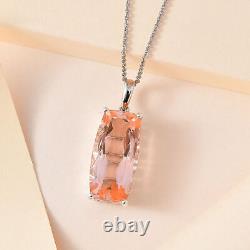 TJC Pink Quartz Pendant Necklace in Platinum Over Silver Size 20 Inches TCW 17ct