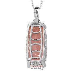 TJC Pink Quartz Pendant Necklace in Platinum Over Silver Size 20 Inches TCW 17ct