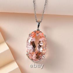 TJC Quartz Solitaire Pendant Necklace in Platinum Over Silver Size 20 TCW 50ct