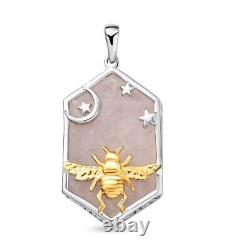 TJC Rose Quartz Bee Pendant in 925 Sterling Silver Animal Jewellery Wt. 7 Grams