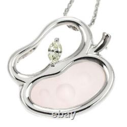 Tasaki Pearl K18WG Marquise Diamond Rose Quartz Pendant Necklace and Brooch 0.34