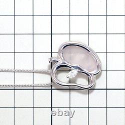 Tasaki Pearl K18WG Marquise Diamond Rose Quartz Pendant Necklace and Brooch 0.34