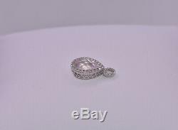 Tear Drop Rose Quartz & Diamond Earring Charm/Pendant in 18k White Gold