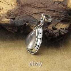 Teardrop Sterling Silver Rose Quartz Pendant