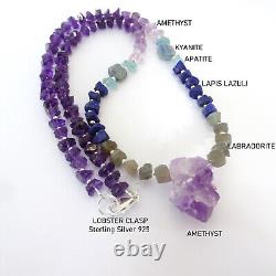 Third Eye Chakra Crystal Beaded Necklace Natural Gemstone Jewellery Amethyst