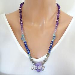 Third Eye Chakra Crystal Beaded Necklace Natural Gemstone Jewellery Amethyst