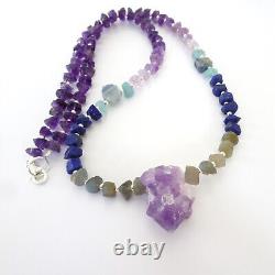 Third Eye Chakra Crystal Beaded Necklace Natural Gemstone Jewellery Amethyst