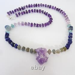 Third Eye Chakra Crystal Beaded Necklace Natural Gemstone Jewellery Amethyst