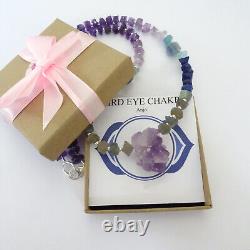 Third Eye Chakra Crystal Beaded Necklace Natural Gemstone Jewellery Amethyst