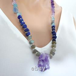 Third Eye Chakra Crystal Beaded Necklace Natural Gemstone Jewellery Amethyst