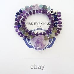 Third Eye Chakra Raw Crystal Beaded Necklace, Natural Gemstone Jewelry, Amethyst