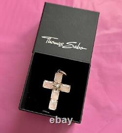 Thomas Sabo 925 Sterling Silver PINK Pendant Cross Pendant Large Pink Stone Star