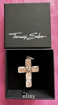 Thomas Sabo 925 Sterling Silver PINK Pendant Cross Pendant Large Pink Stone Star