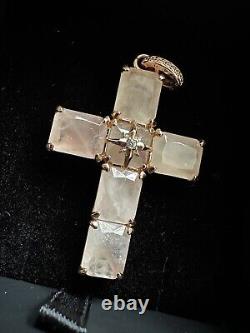 Thomas Sabo 925 Sterling Silver PINK Pendant Cross Pendant Large Pink Stone Star