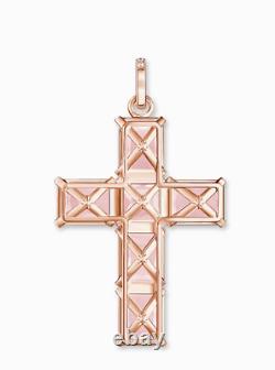 Thomas Sabo 925 Sterling Silver PINK Pendant Cross Pendant Large Pink Stone Star