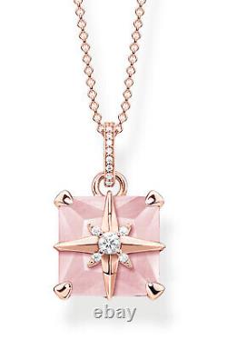 Thomas Sabo Jewelry Women's Necklace Pink Stone with Star Rose Gold Coloured