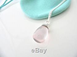 Tiffany & Co 20 Carat Pink Rose Quartz Necklace Pendant Charm Chain Silver Rare