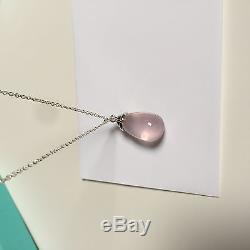 Tiffany & Co 20 Carat Rose (Pink) Quartz Crystal Pendant Necklace BRAND NEW