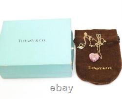 Tiffany & Co. Pink Rhodochrosite 14k Yellow Gold Pendant Necklace withBox Pouch